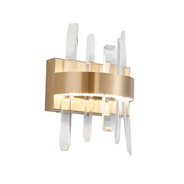 Stainless Steel Frame LED Wall Sconce with Clear Crystals in Gold by Bethel