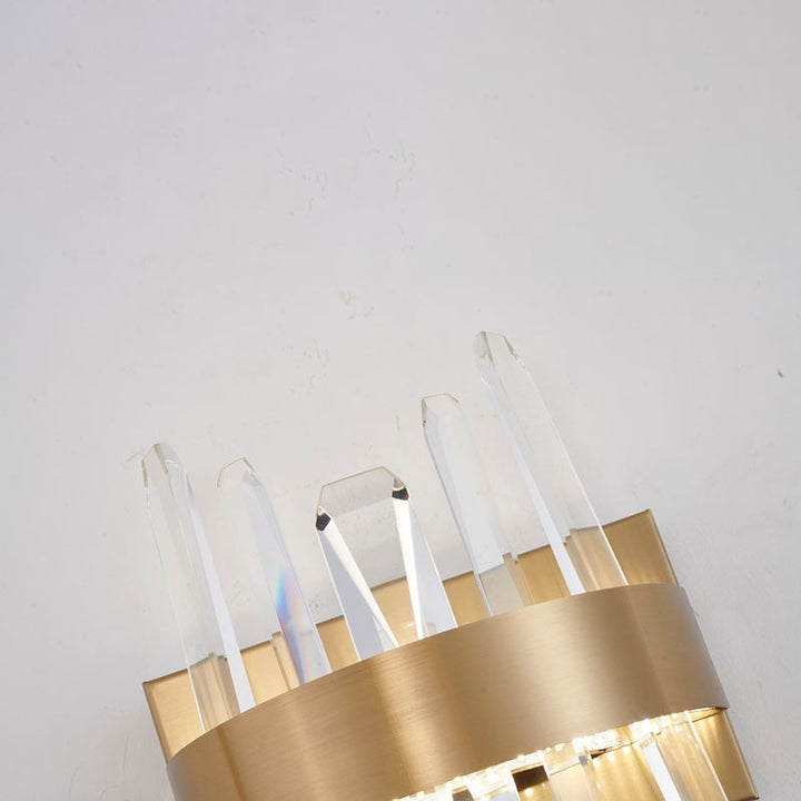 Stainless Steel Frame LED Wall Sconce with Clear Crystals by Bethel - view 9