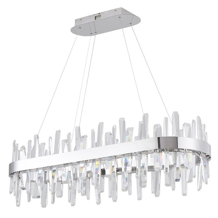 Oval Stainless Steel Frame Chandelier with Clear Crystals by Bethel - view 2