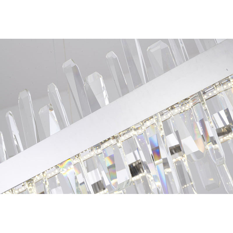 Oval Stainless Steel Frame Chandelier with Clear Crystals by Bethel - view 3