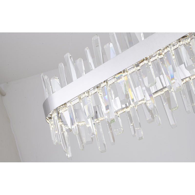 Oval Stainless Steel Frame Chandelier with Clear Crystals by Bethel - view 4