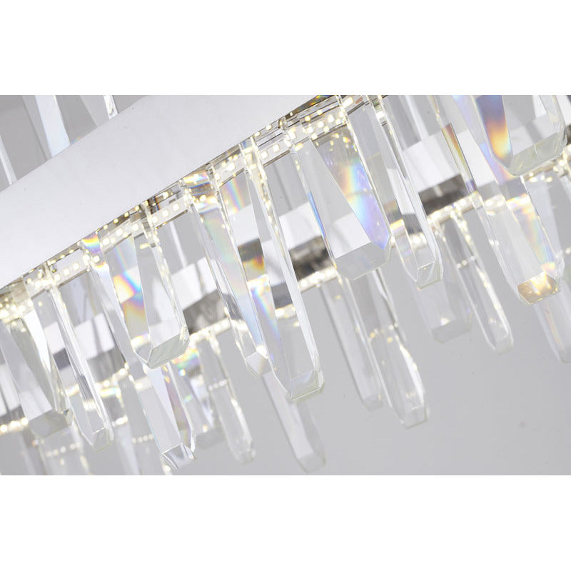 Oval Stainless Steel Frame Chandelier with Clear Crystals by Bethel - view 5