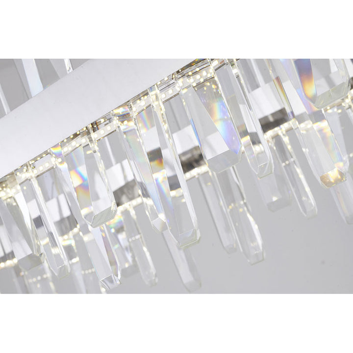 Oval Stainless Steel Frame Chandelier with Clear Crystals by Bethel - view 5