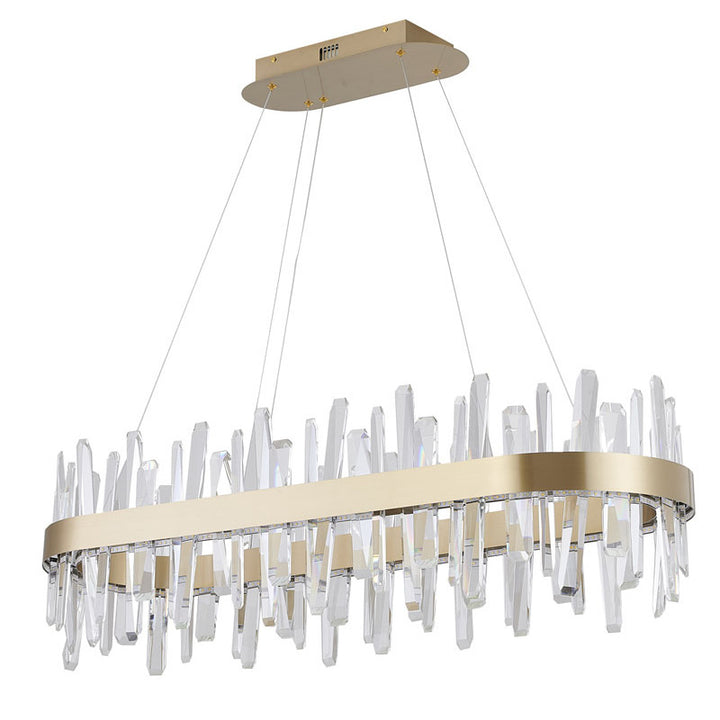 Oval Stainless Steel Frame Chandelier with Clear Crystals by Bethel - view 11