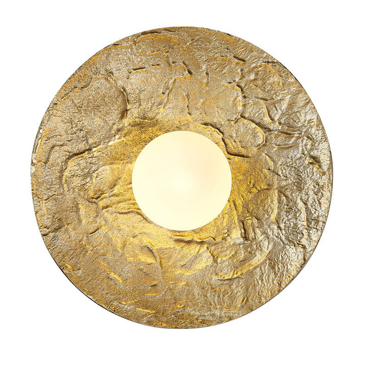 Brass Framed Wall Sconce with Opal White Glass Shade by Bethel