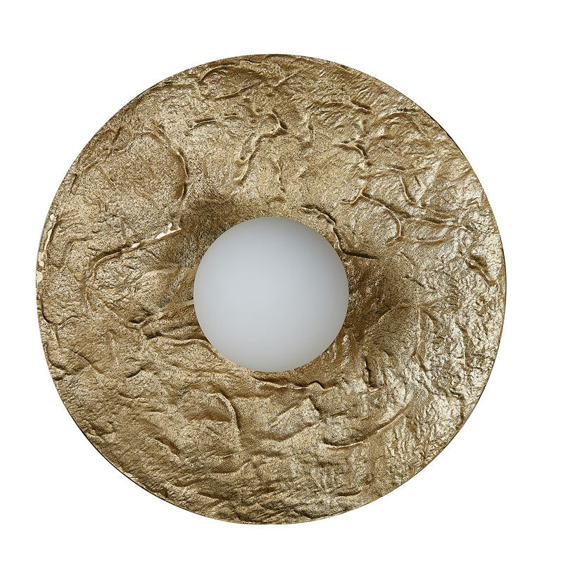 Brass Framed Wall Sconce with Opal White Glass Shade by Bethel - view 2