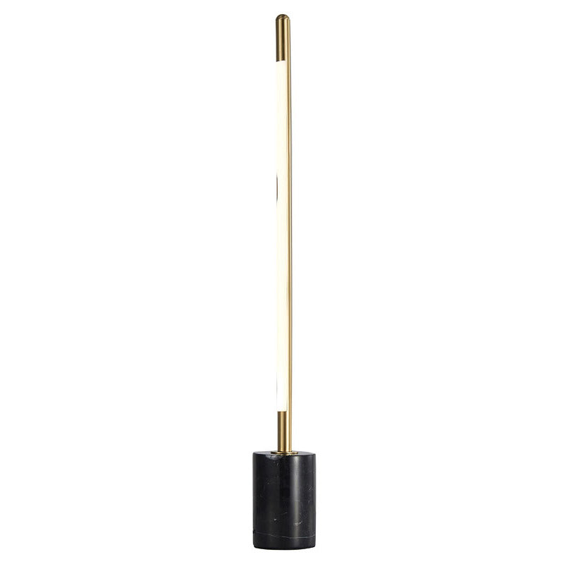 Brass Framed LED Table Lamp with Black Marble Base &amp; Silicone Diffuser