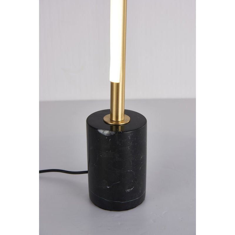 Brass Framed LED Table Lamp with Black Marble Base &amp; Silicone Diffuser
