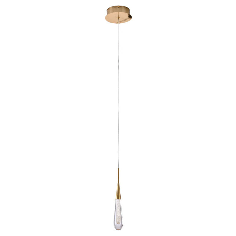 Gold Aluminium Frame Pendant Light with Gold Dusted Clear Glass Drop by Bethel - view 2