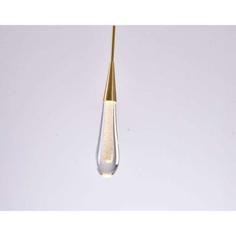 Gold Aluminium Frame Pendant Light with Gold Dusted Clear Glass Drop by Bethel - view 4