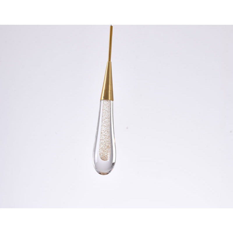 Gold Aluminium Frame Pendant Light with Gold Dusted Clear Glass Drop by Bethel - view 5