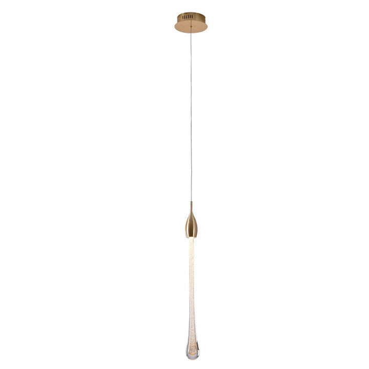 Gold Dusted Clear Glass LED Pendant with Gold Hardware by Bethel