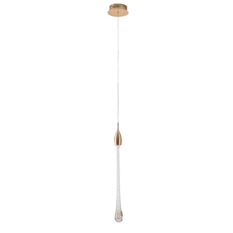 Gold Dusted Clear Glass LED Pendant with Gold Hardware by Bethel - view 2