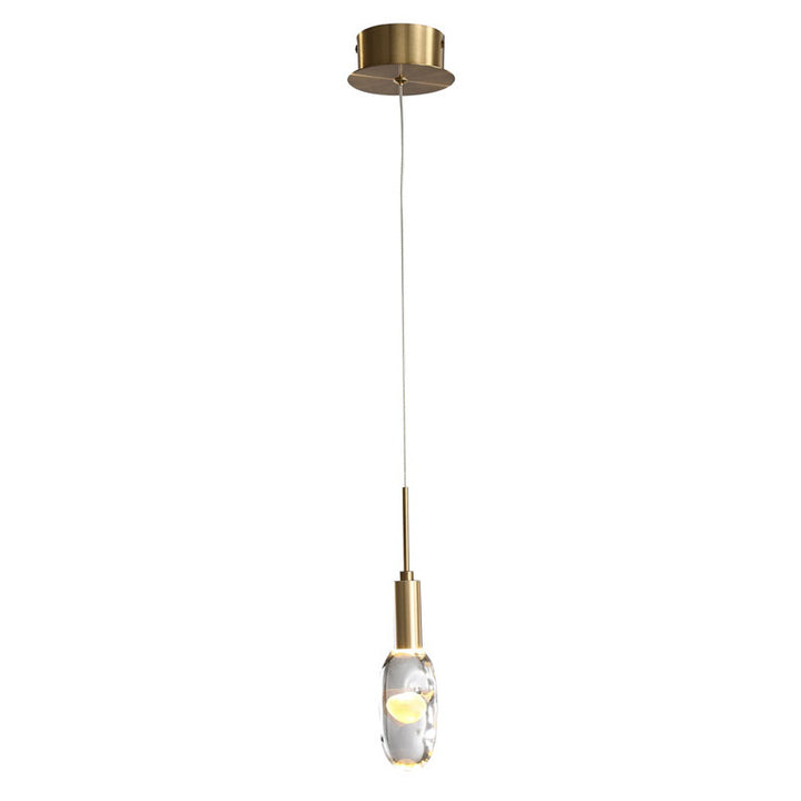 Gold Aluminium Frame LED Pendant with Clear Glass &amp; Bubble Orb
