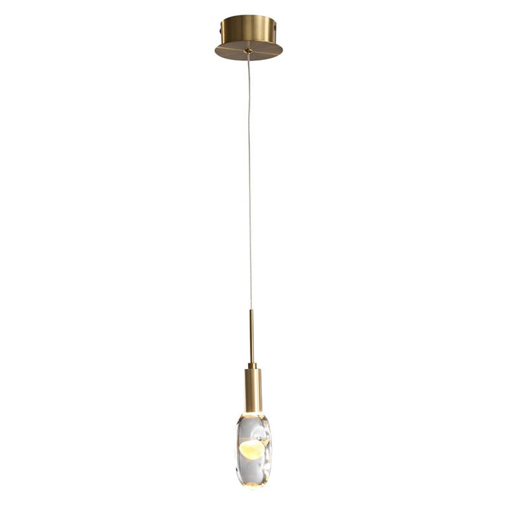 Gold Aluminium Frame LED Pendant with Clear Glass &amp; Bubble Orb