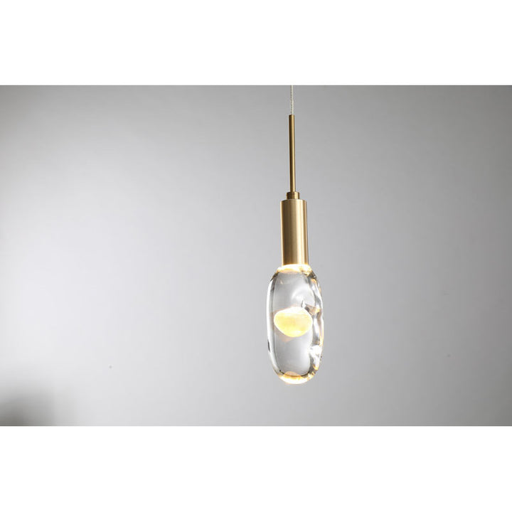 Gold Aluminium Frame LED Pendant with Clear Glass &amp; Bubble Orb
