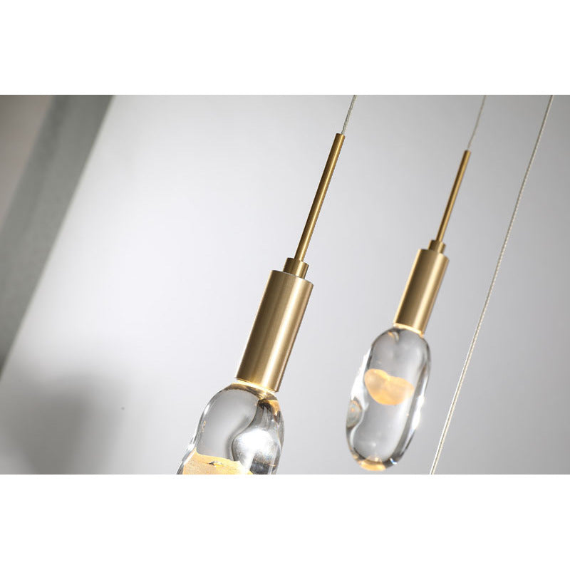 Gold Aluminium Framed Chandelier with Hanging Clear Glass Orb Pendants by Bethel - view 3