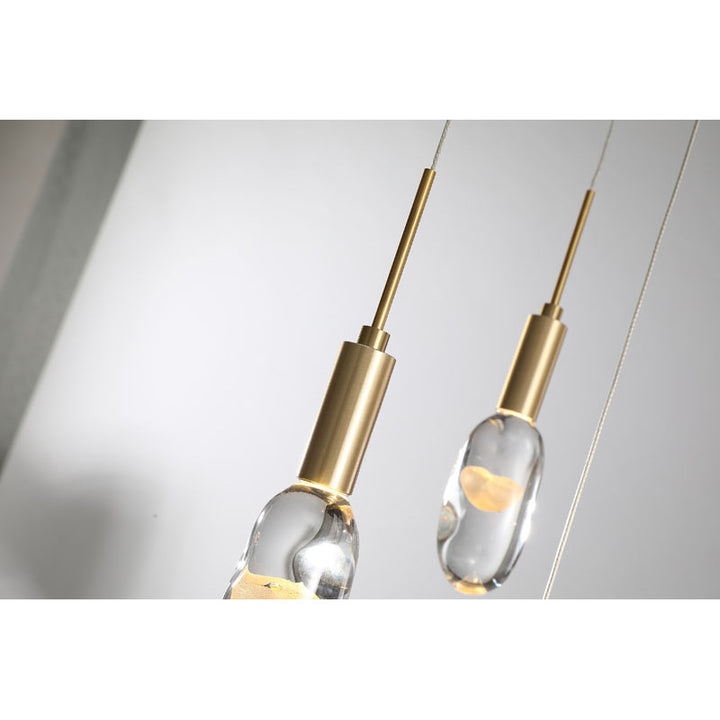 Gold Aluminium Framed Chandelier with Hanging Clear Glass Orb Pendants by Bethel - view 3