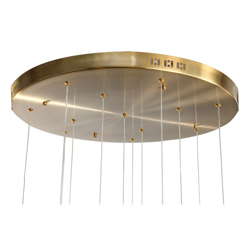 Gold Aluminium Framed Chandelier with Hanging Clear Glass Orb Pendants by Bethel - view 4