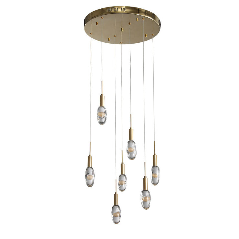 Gold Aluminium Framed Chandelier with Hanging Clear Glass Orb Pendants by Bethel - view 5
