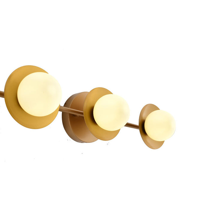 Brass Bathroom Vanity Wall Light with White Glass Shades by Bethel - view 5