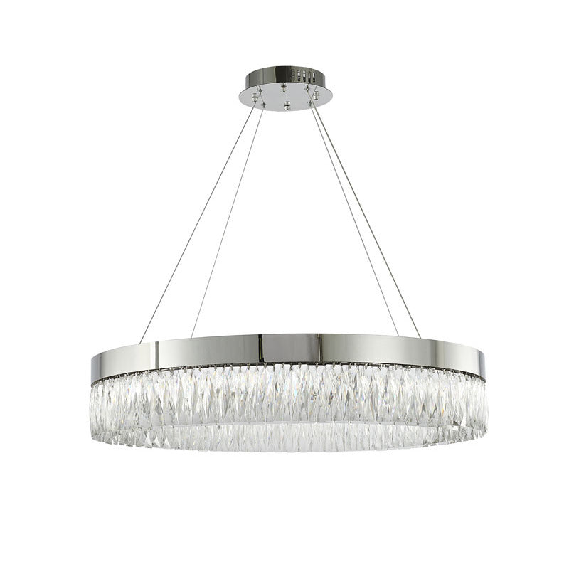 Round Frame LED Chandelier with Clear Hanging Crystals by Bethel - view 57