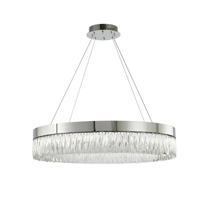 Round Frame LED Chandelier with Clear Hanging Crystals by Bethel - view 57