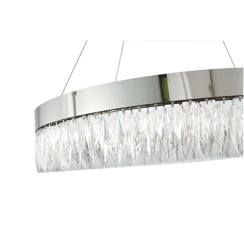 Round Frame LED Chandelier with Clear Hanging Crystals by Bethel - view 58