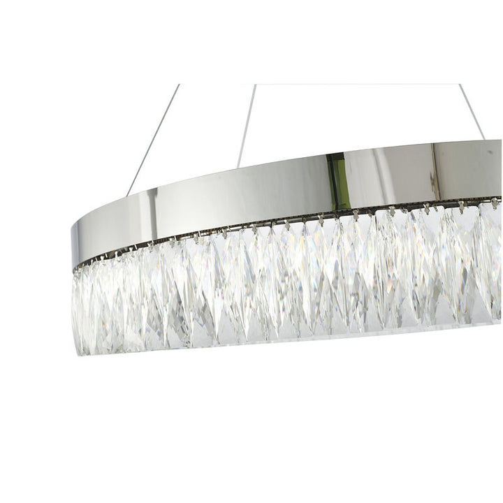 Round Frame LED Chandelier with Clear Hanging Crystals by Bethel - view 58