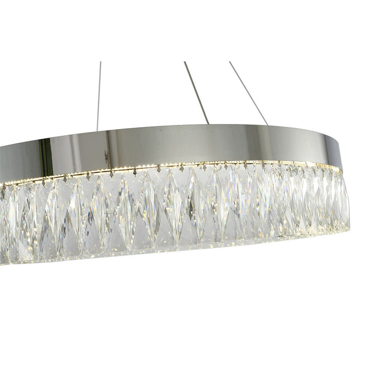 Round Frame LED Chandelier with Clear Hanging Crystals by Bethel - view 59