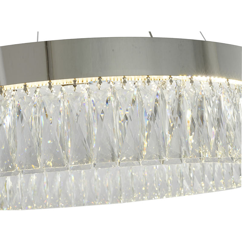 Round Frame LED Chandelier with Clear Hanging Crystals by Bethel - view 60