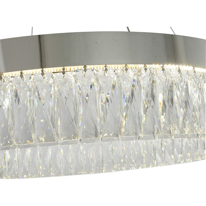 Round Frame LED Chandelier with Clear Hanging Crystals by Bethel - view 60
