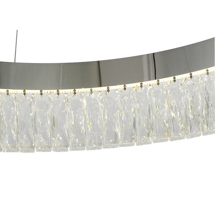 Round Frame LED Chandelier with Clear Hanging Crystals by Bethel - view 61