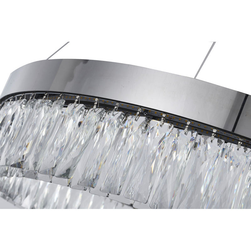 Round Frame LED Chandelier with Clear Hanging Crystals by Bethel - view 53