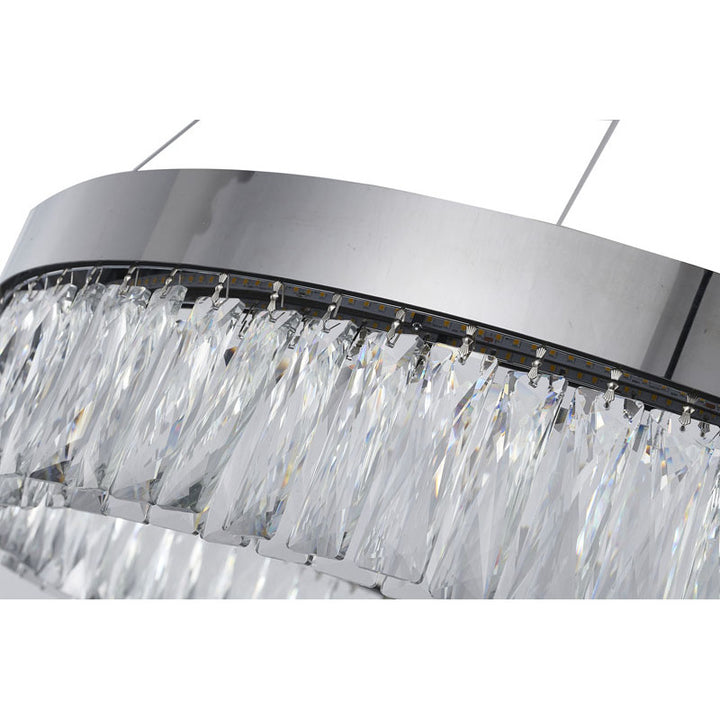 Round Frame LED Chandelier with Clear Hanging Crystals by Bethel - view 53