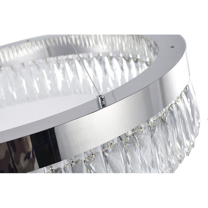 Round Frame LED Chandelier with Clear Hanging Crystals by Bethel - view 54
