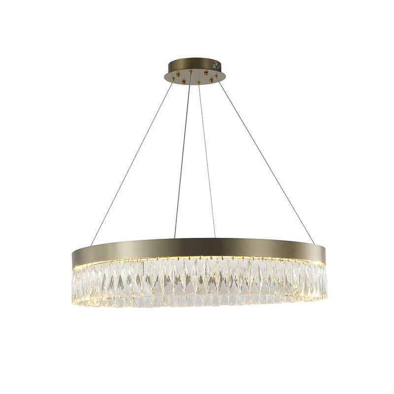Round Frame LED Chandelier with Clear Hanging Crystals by Bethel - view 69