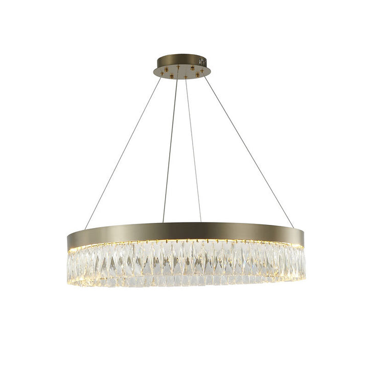 Round Frame LED Chandelier with Clear Hanging Crystals by Bethel - view 69