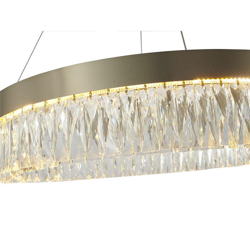 Round Frame LED Chandelier with Clear Hanging Crystals by Bethel - view 70