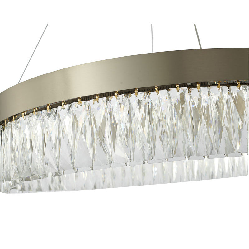 Round Frame LED Chandelier with Clear Hanging Crystals by Bethel - view 71