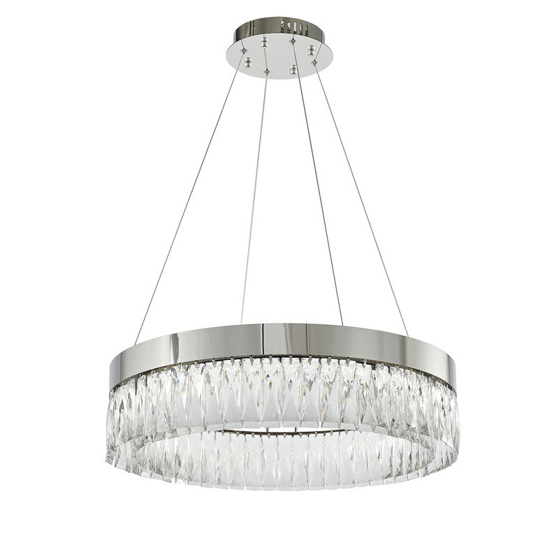 Round Frame LED Chandelier with Clear Hanging Crystals by Bethel - view 34