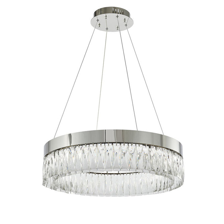 Round Frame LED Chandelier with Clear Hanging Crystals by Bethel - view 34