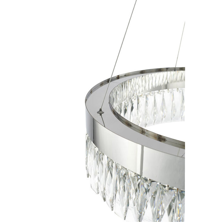 Round Frame LED Chandelier with Clear Hanging Crystals by Bethel - view 35