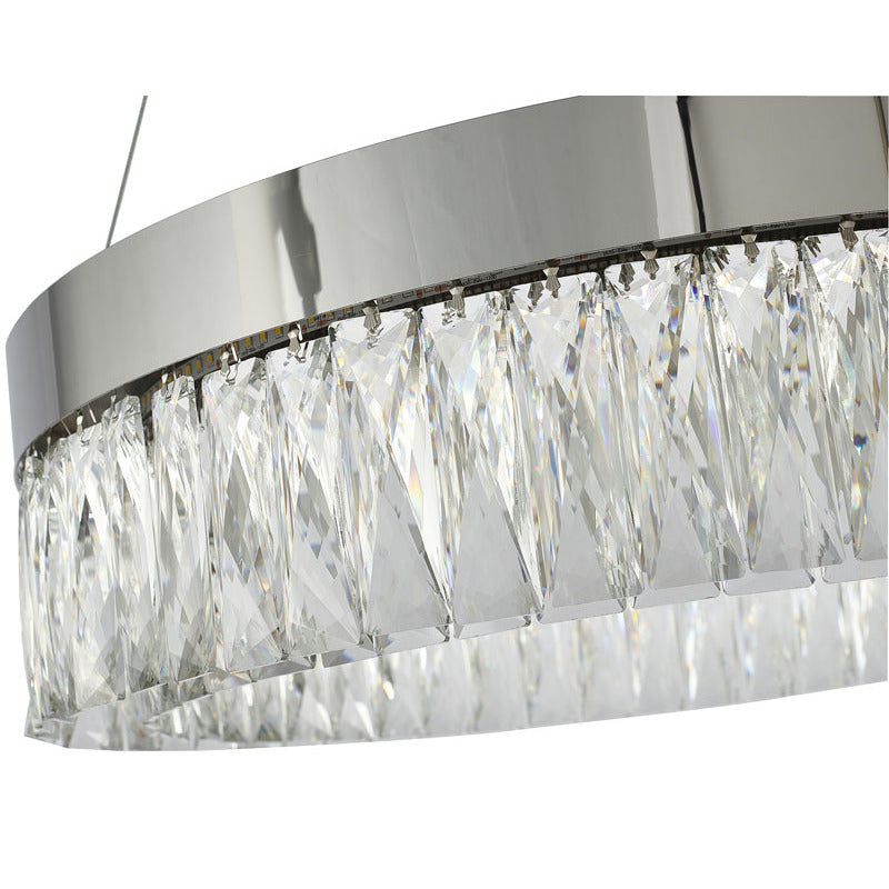 Round Frame LED Chandelier with Clear Hanging Crystals by Bethel - view 36