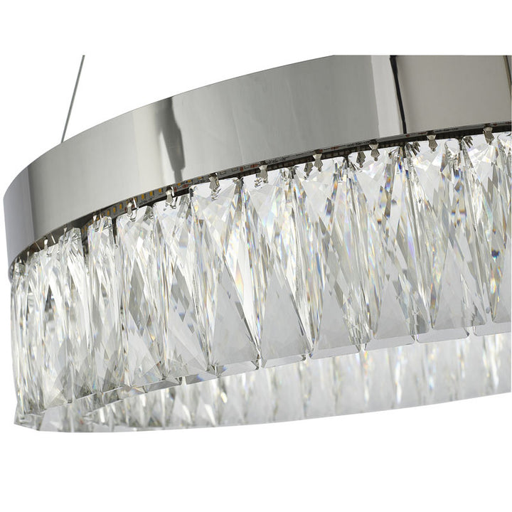 Round Frame LED Chandelier with Clear Hanging Crystals by Bethel - view 36