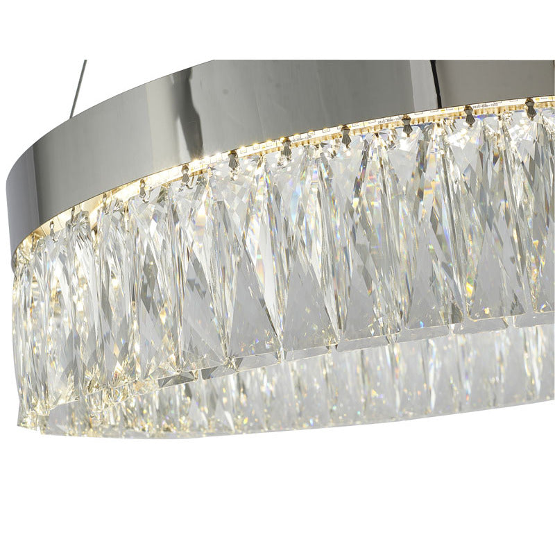 Round Frame LED Chandelier with Clear Hanging Crystals by Bethel - view 37