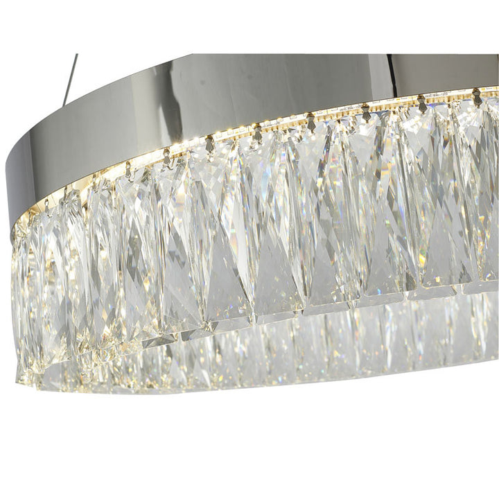 Round Frame LED Chandelier with Clear Hanging Crystals by Bethel - view 37