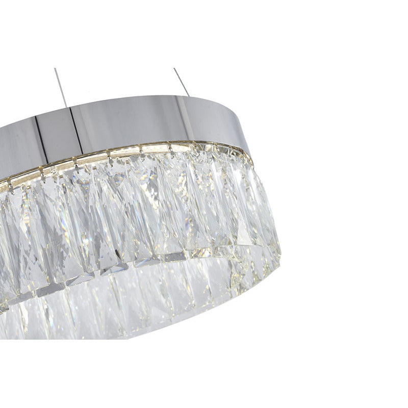 Round Frame LED Chandelier with Clear Hanging Crystals by Bethel - view 28