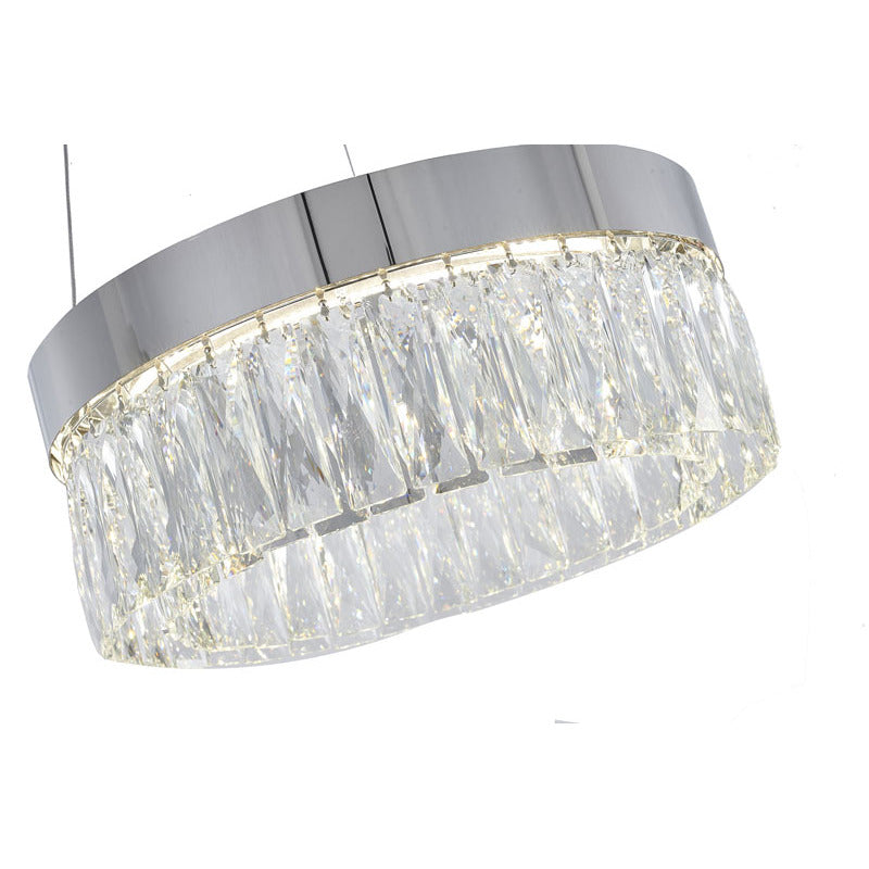 Round Frame LED Chandelier with Clear Hanging Crystals by Bethel - view 29