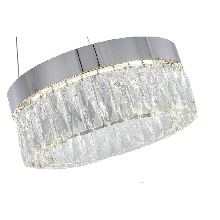 Round Frame LED Chandelier with Clear Hanging Crystals by Bethel - view 29